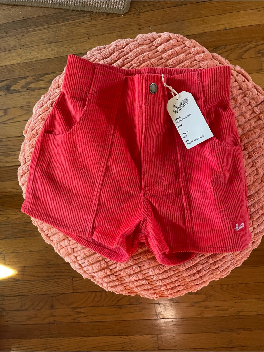 Hammies Red Corduroy Shorts Size 24 NWT